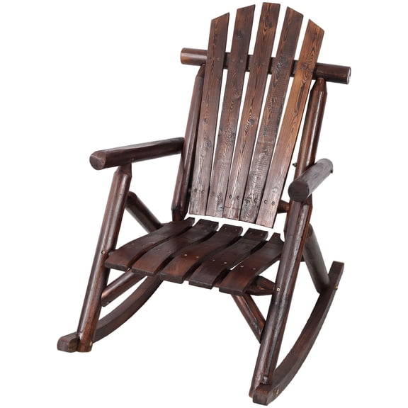 Ergonomic Wooden Porch Rocker Chair, Fir Log Design, Heavy-Duty Build, Comfortable Patio Rocking Chair For Outdoor Relaxation and Leisure Time in Garden, Yard, or Balcony Spaces