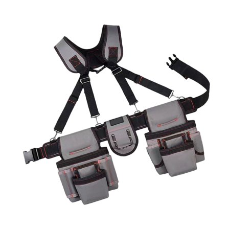 Ergonomic Work Tool Belt With Multi Pocket Storage Compartment Reinforced Padded Straps Adjustable Suspenders Tool Pouch