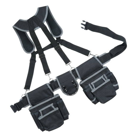 Ergonomic Work Tool Belt With Multi Pocket Storage Compartment Reinforced Padded Straps Adjustable Suspenders Tool Pouch