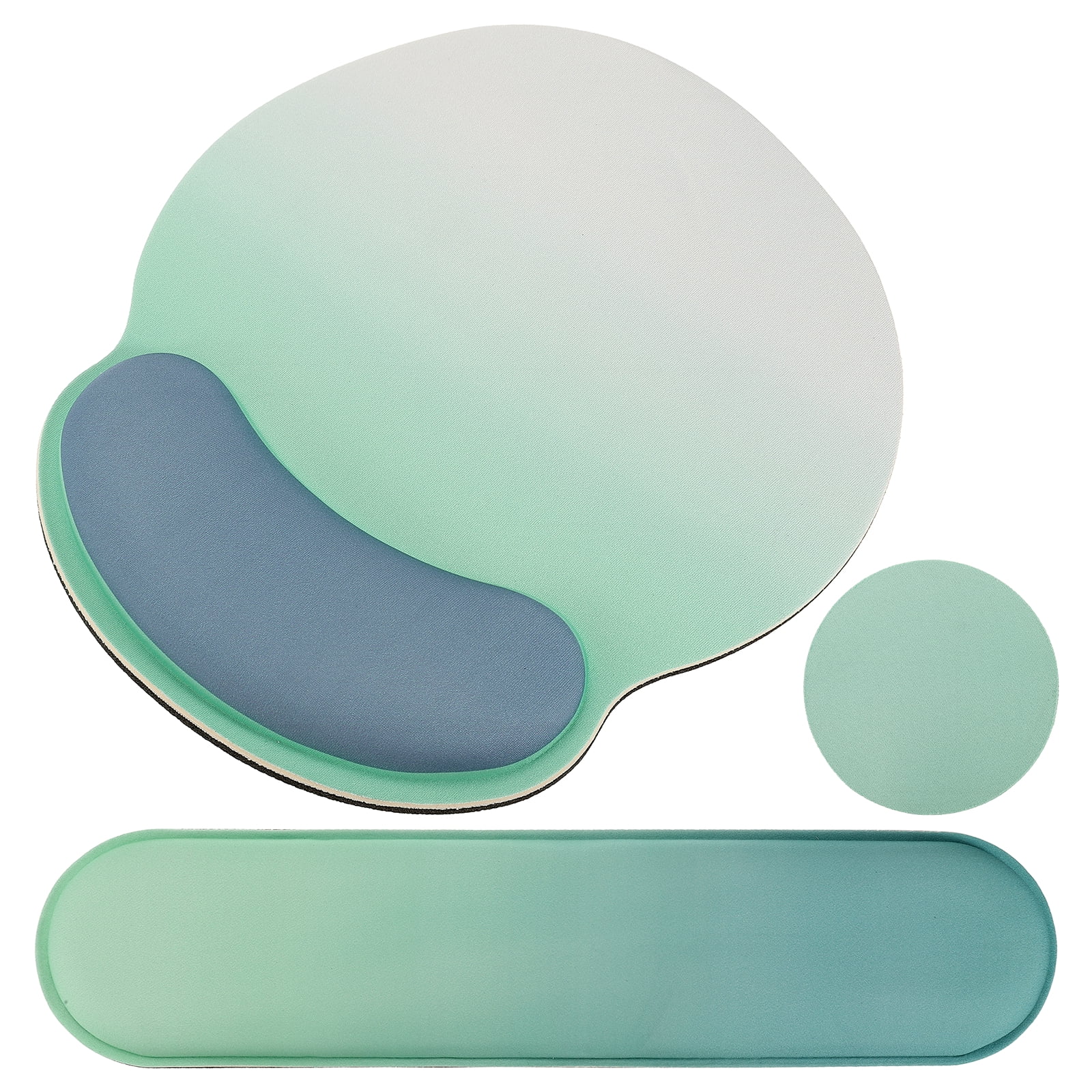 Ergonomic Wrist Rest Set, Memory Foam Mouse Pad and Keyboard Wrist Rest Support Hand Waterproof Cup Pad Non-slip for Office Computer Gaming Home Desk Accessory, Sea Blue