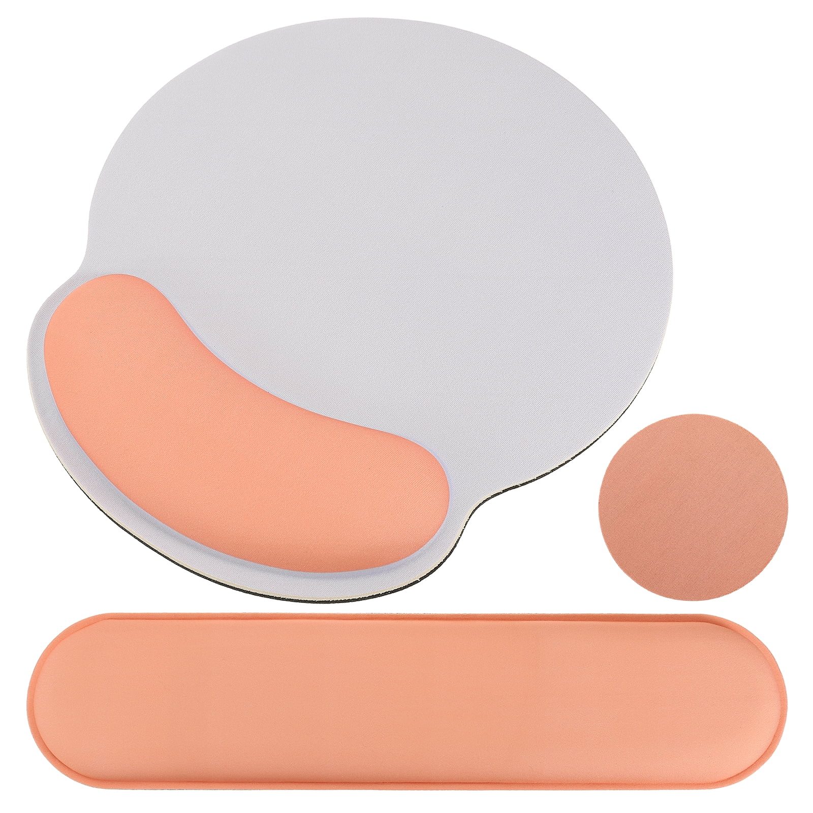 Ergonomic Wrist Rest Set, Memory Foam Mouse Pad and Keyboard Wrist Rest Support Hand Waterproof Cup Pad Non-slip for Office Computer Gaming Home Desk Accessory, Light Blue/Orange