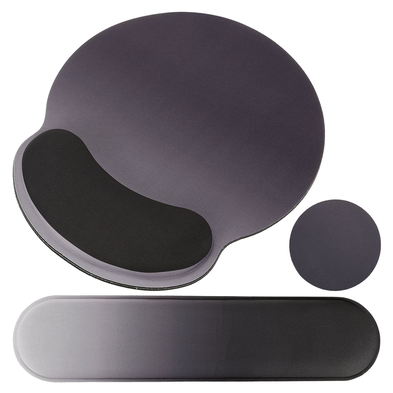 Ergonomic Wrist Rest Set, Memory Foam Mouse Pad and Keyboard Wrist Rest Support Hand Waterproof Cup Pad Non-slip for Office Computer Gaming Home Desk Accessory, Gradient Black