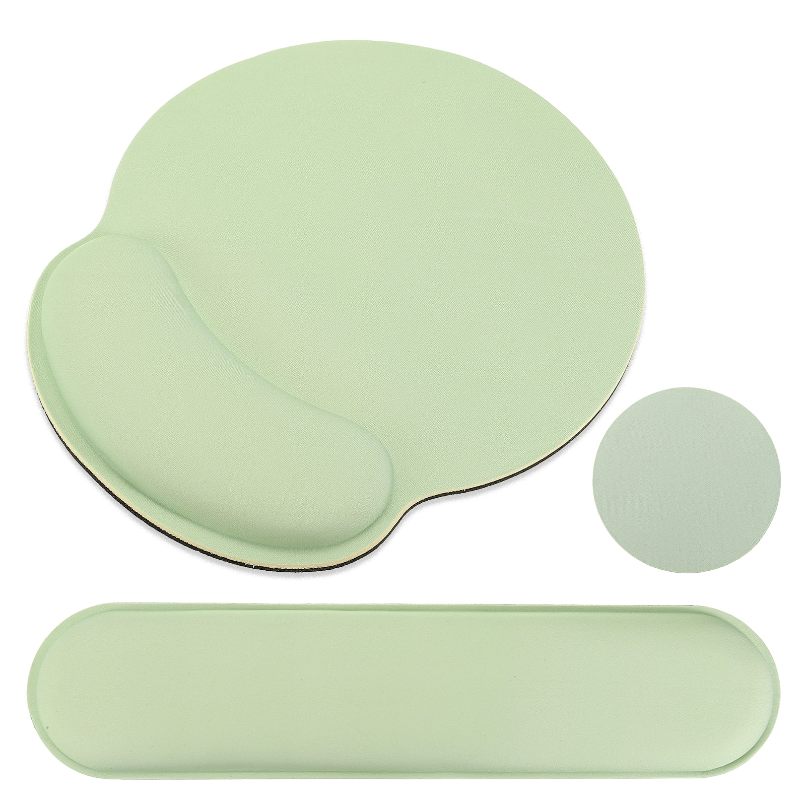 Ergonomic Wrist Rest Set, Memory Foam Mouse Pad and Keyboard Wrist Rest Support Hand Waterproof Cup Pad Non-slip for Office Computer Gaming Home Desk Accessory, Light Green