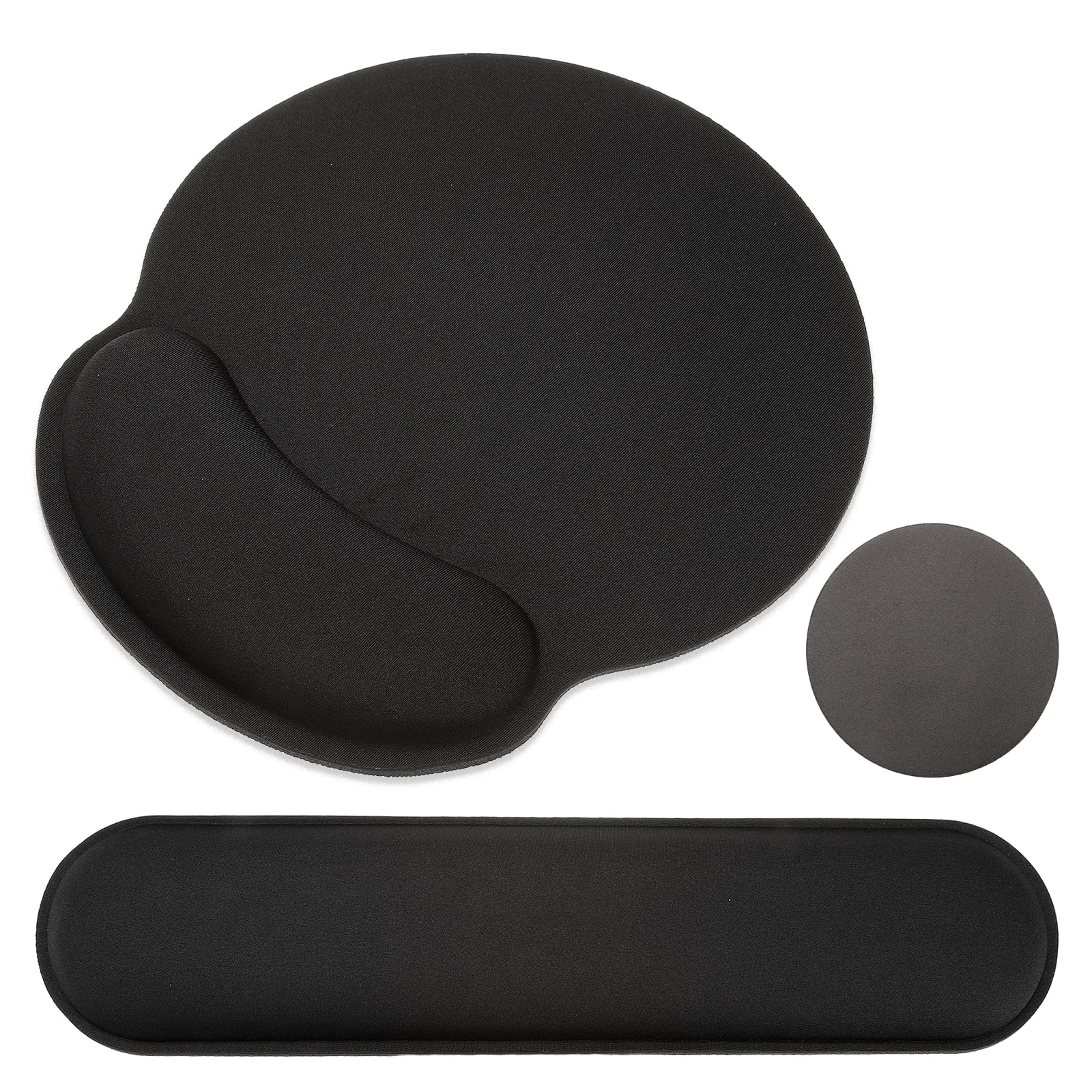Ergonomic Wrist Rest Set, Memory Foam Mouse Pad and Keyboard Wrist Rest Support Hand Waterproof Cup Pad Non-slip for Office Computer Gaming Home Desk Accessory, Black