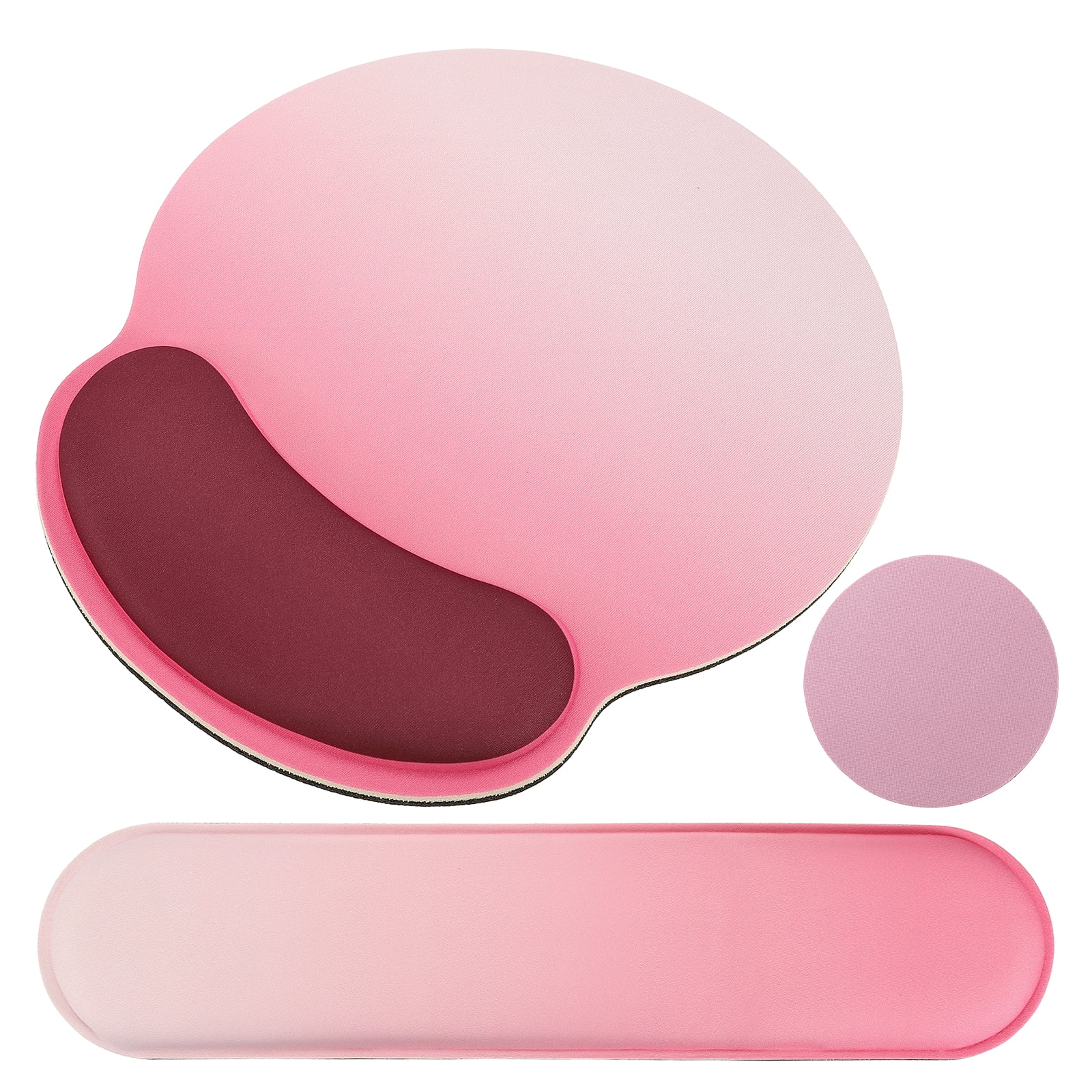 Ergonomic Wrist Rest Set, Memory Foam Mouse Pad and Keyboard Wrist Rest Support Hand Waterproof Cup Pad Non-slip for Office Computer Gaming Home Desk Accessory, Princess Pink