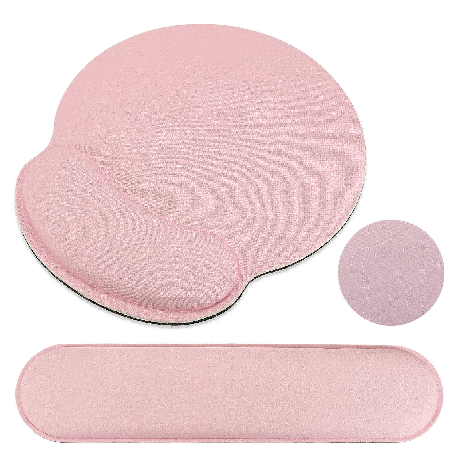 Ergonomic Wrist Rest Set, Memory Foam Mouse Pad and Keyboard Wrist Rest Support Hand Waterproof Cup Pad Non-slip for Office Computer Gaming Home Desk Accessory, Light Pink