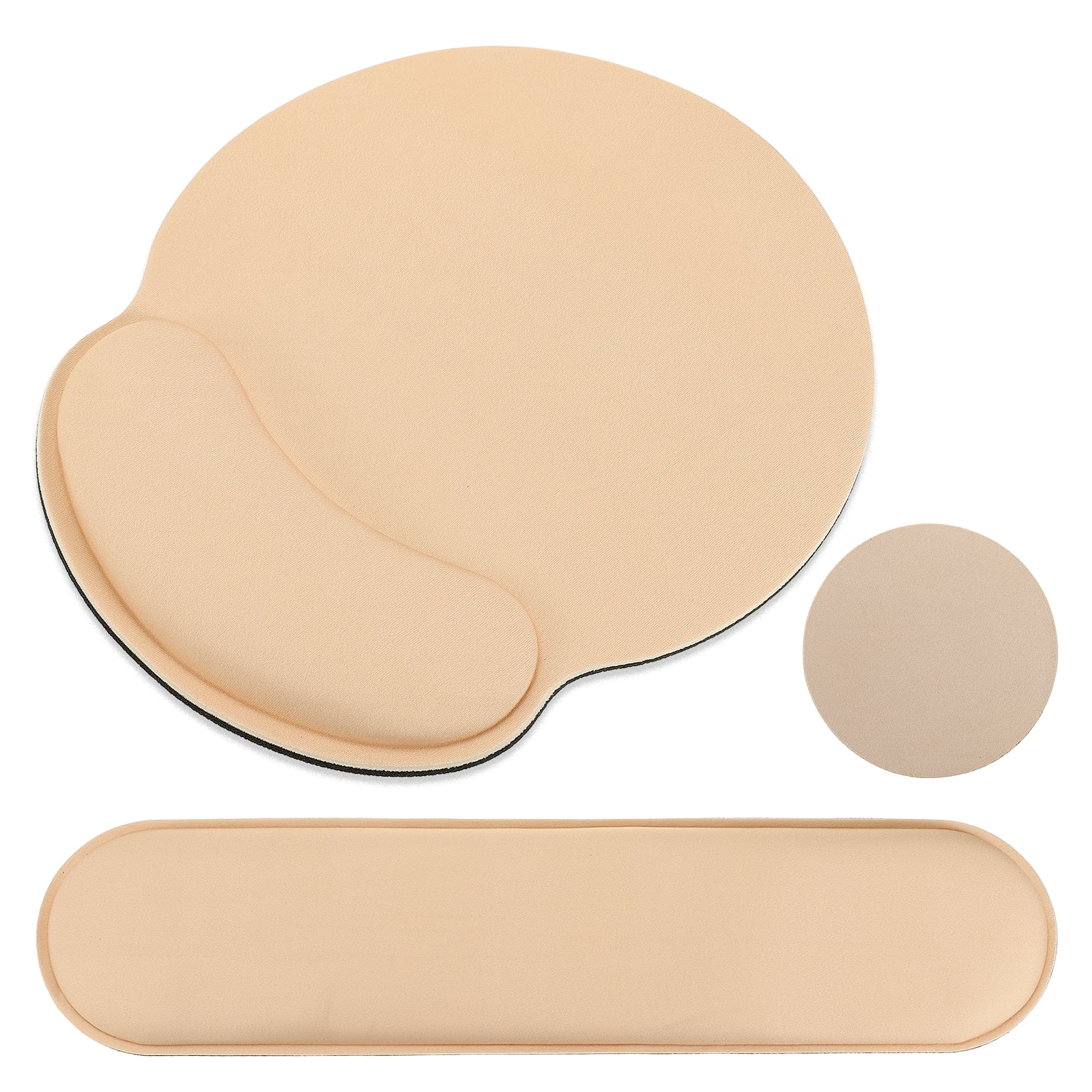 Ergonomic Wrist Rest Set, Memory Foam Mouse Pad and Keyboard Wrist Rest Support Hand Waterproof Cup Pad Non-slip for Office Computer Gaming Home Desk Accessory, Apricot