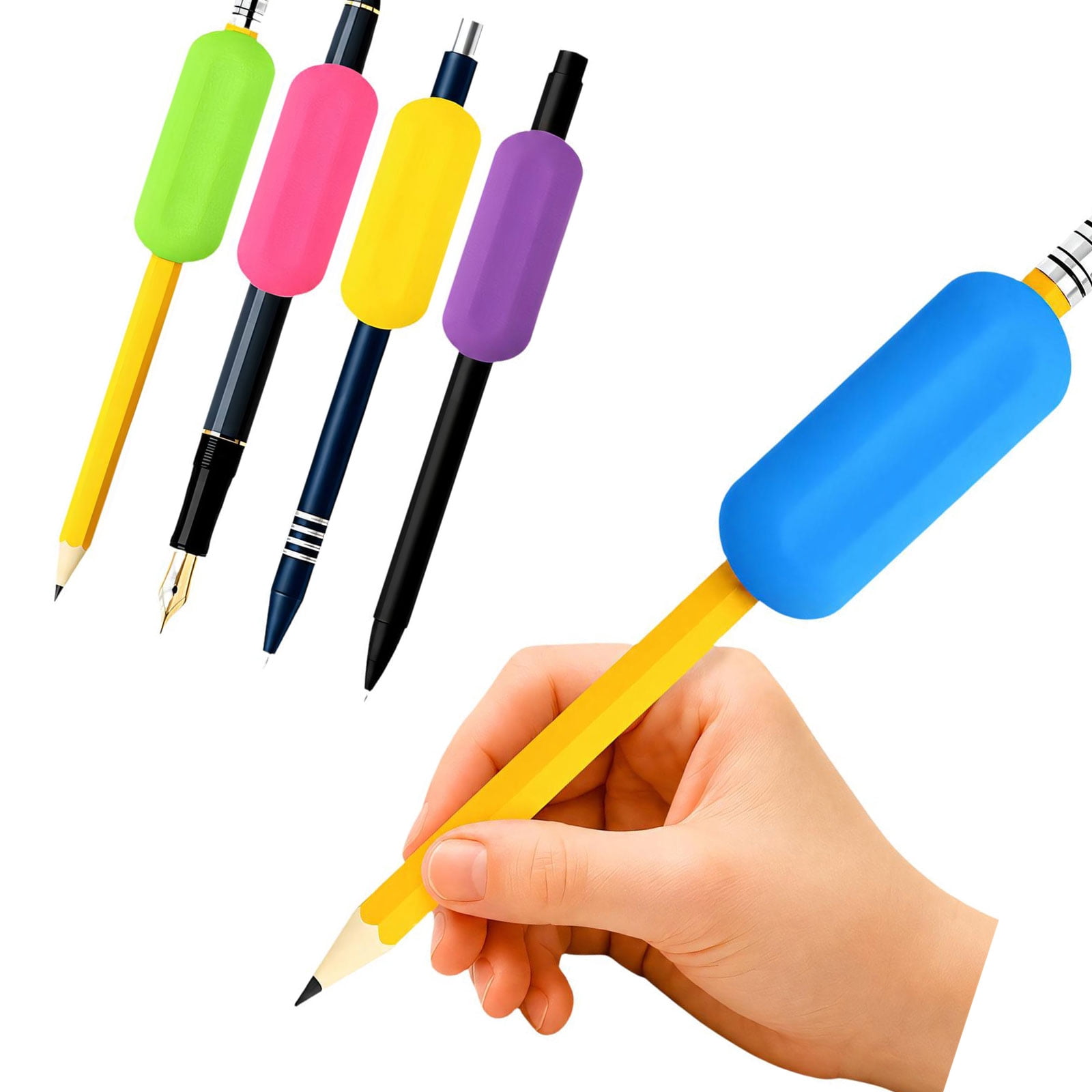 Ergonomic Writing Holders Multicolor Pack, Silicone Comfort Sleeves for ...
