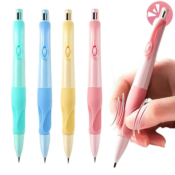 Ergonomic Writing Pencil | 2.0 Activity Model | Candy Colors: Pink Blue Green Yellow | Non-Slip Textured Grip | Internal Lead Advance | 13.3x1.4cm | 1 Piece | Lightweight Durable Marker