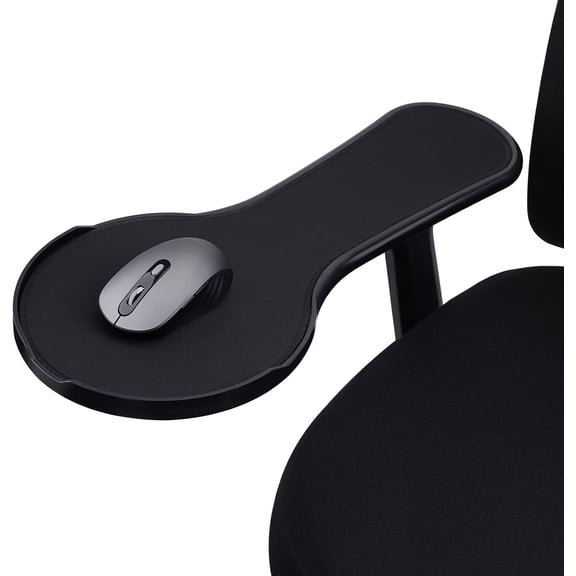 Ergonomic armrest Mouse pad for Chair, Chair arm Mousepad Mouse Tray, Attaches to Chair with Straps,Black