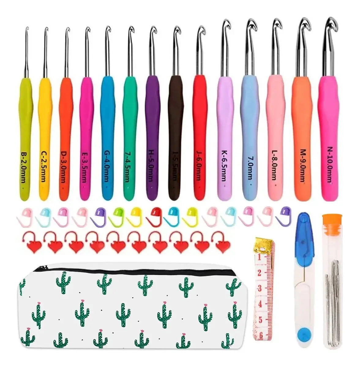 Ergonomic knitting hook sets and accessories