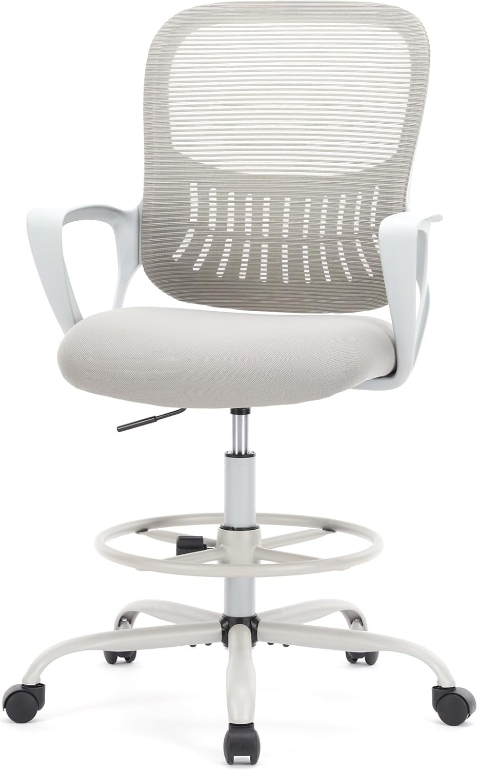 Ergonomic office chair, suitable for use with standing desks or bar counters, adjustable height, gray.