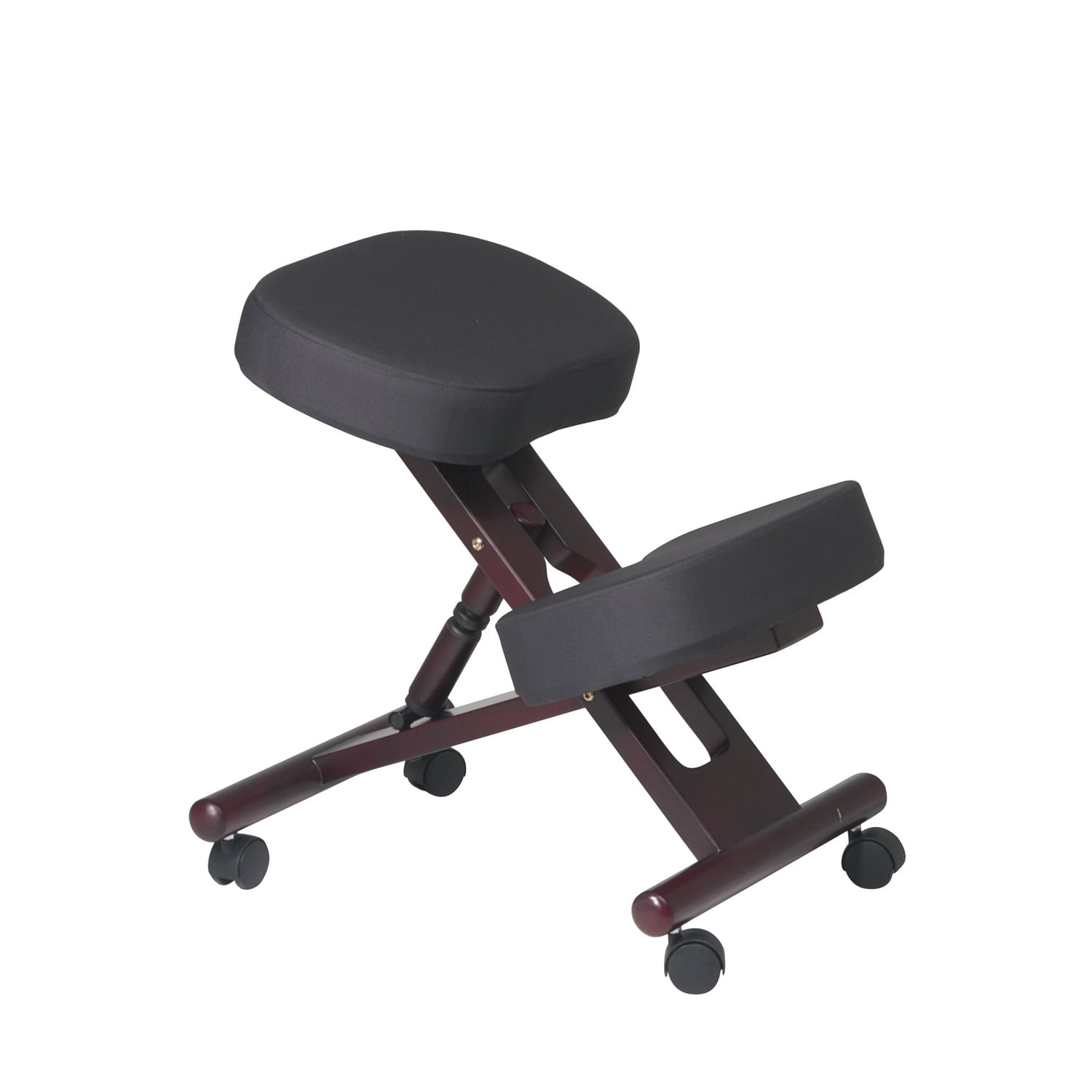 Ergonomic Black Fabric Mahogany Wood Kneeling Chair
