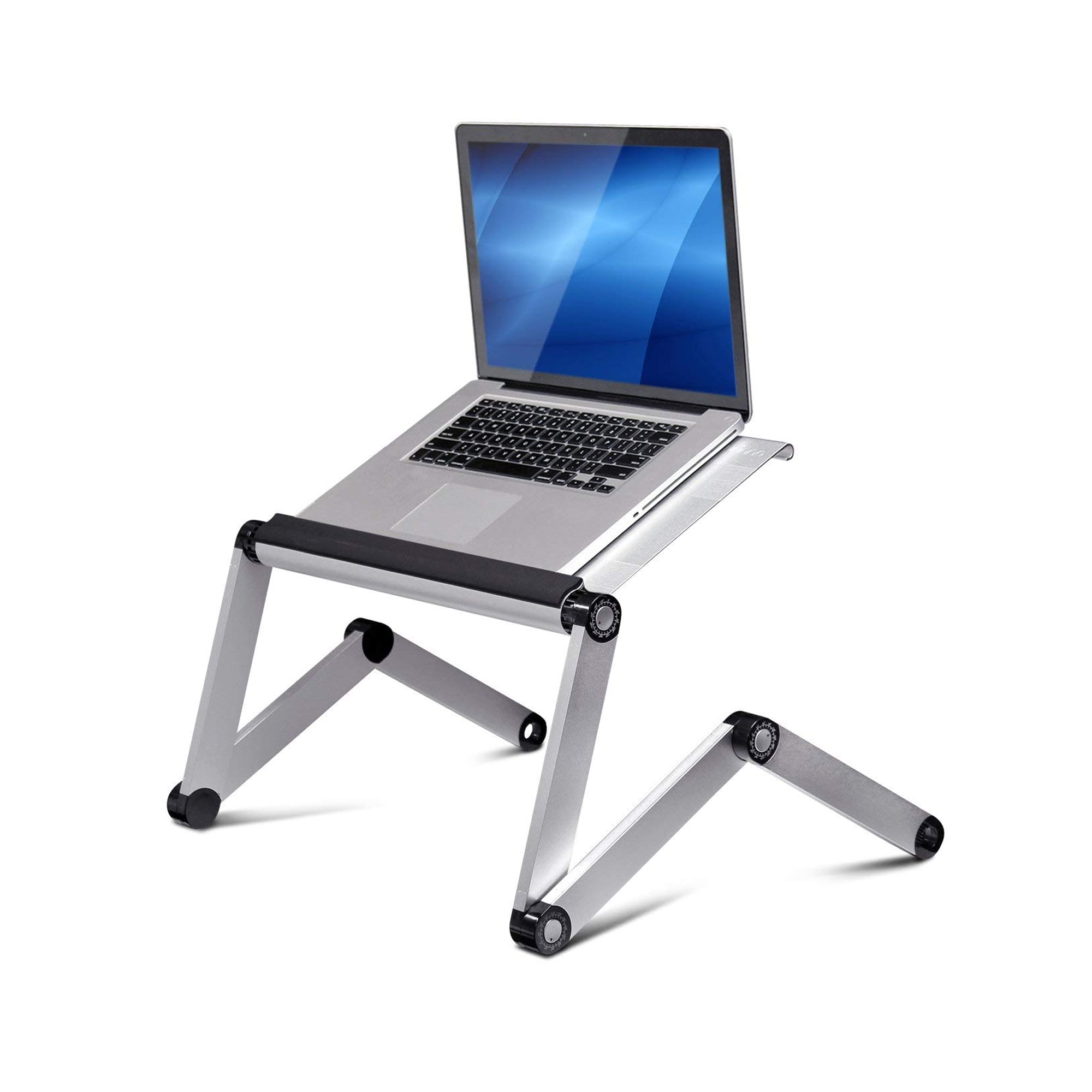 Ergonomics Aluminum Vented Adjustable MultiFunctional Laptop Desk Portable Bed Tray, Silver