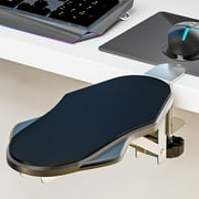 Ergonomics Desk Extender Tray 12.2x5.7in Foldable Arm Rest Clamp On Shelf 90 Degree Rotating Elbow Support Wrist Relaxing Mouse Pad Computer Keyboard Home Office Black