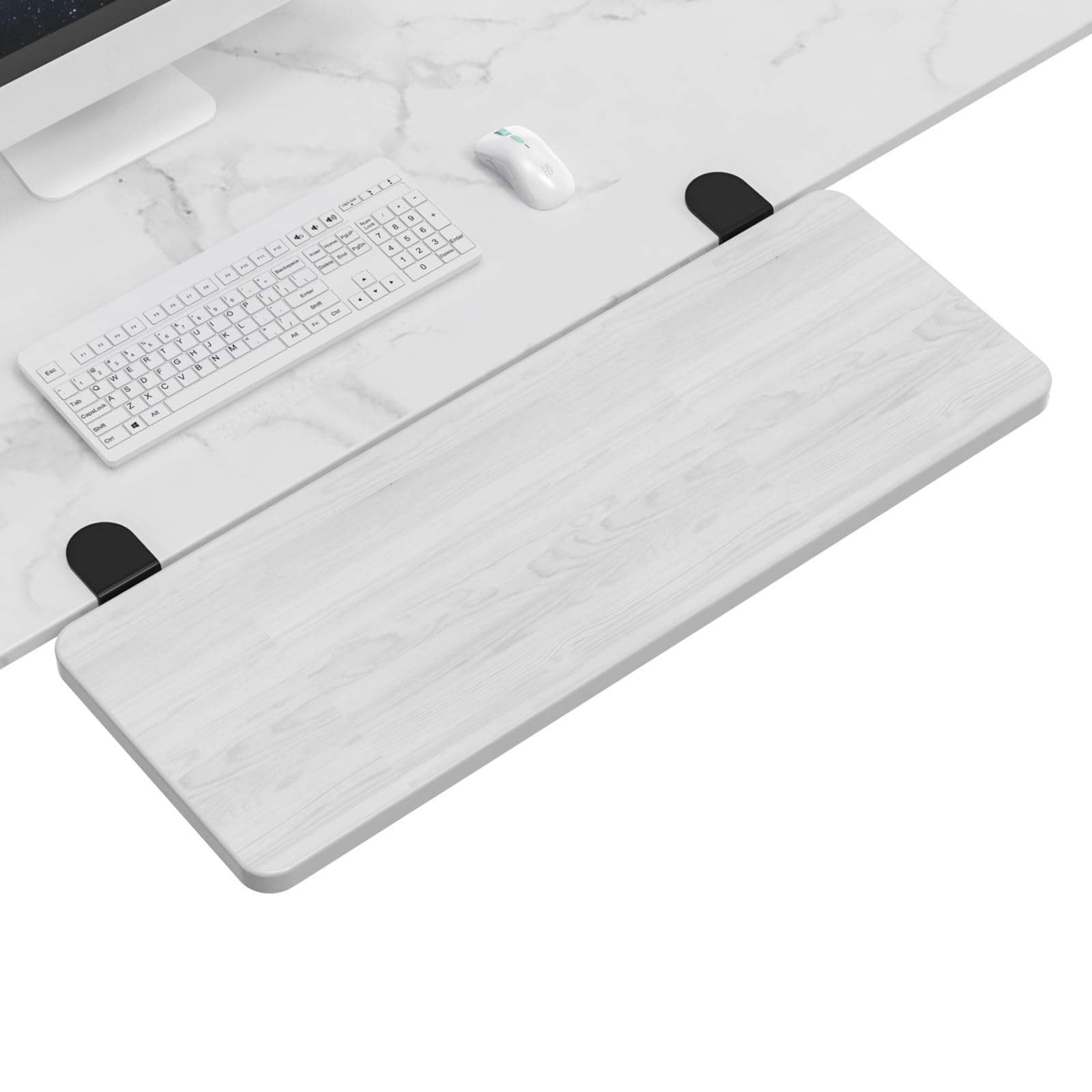 Ergonomics Desk Extender Tray, 21.7"x9.5" Punch-Free Clamp on, Foldable Keyboard Drawer Tray