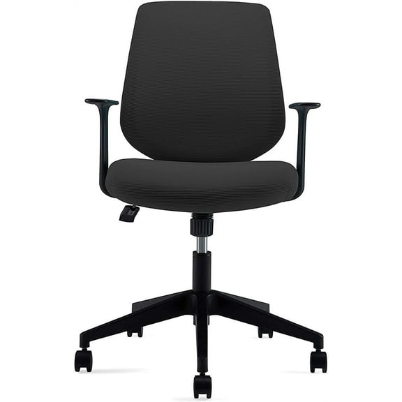 Ergonomics Shield-Shape Backrest Swivel Office Chair, Computer Chair with Breathable Mesh, Thick Seat Cushion and Fixed Armrest