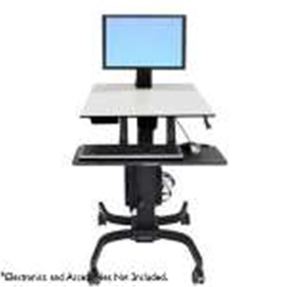 Ergotron 24-215-085 Work Fit C Single Ld Sit Stand Workstation Mobile- Back Tilt Keyboard Tray- Height Adjustment - Gray - black