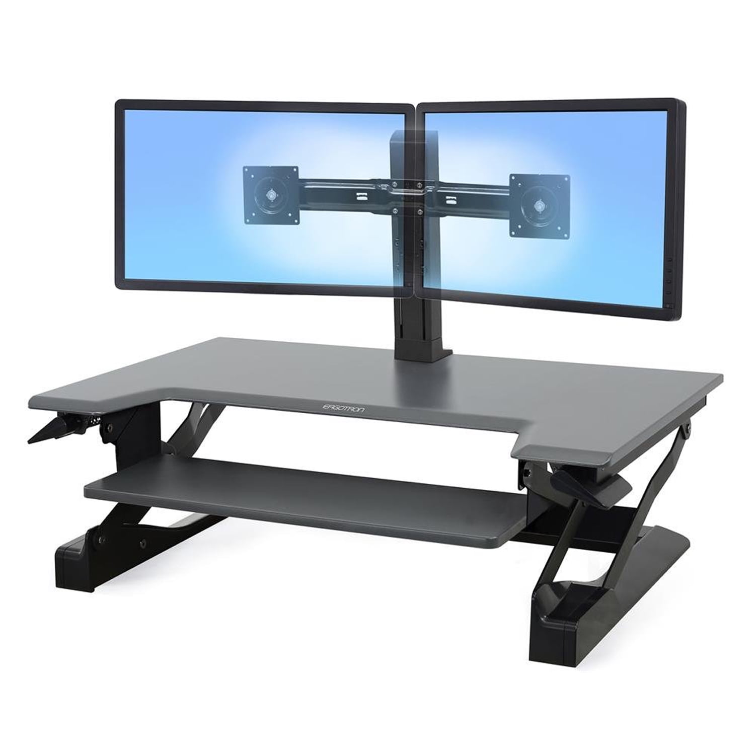 Gray and Black Metal Adjustable Standing Desk Converter