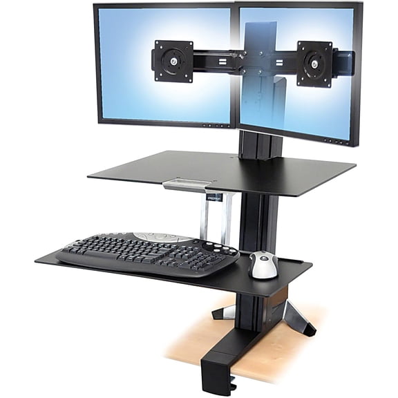 Ergotron WorkFit-S Dual Workstation with Worksurface, Black