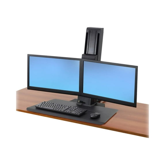 Ergotron WorkFit-SR Dual Sit-Stand Short Surface Workstation Standing Desk - Mounting kit - for 2 LCD displays / keyboard / mouse - aluminum - black - screen size: up to 24" - desk-mountable