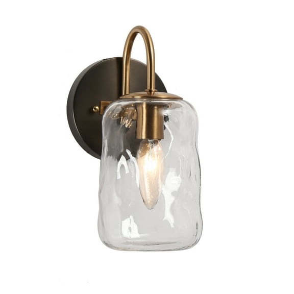 LNC Erharting Modern 1-Light Gold E12 Hardwired Wall Sconce with Water Glass Shade