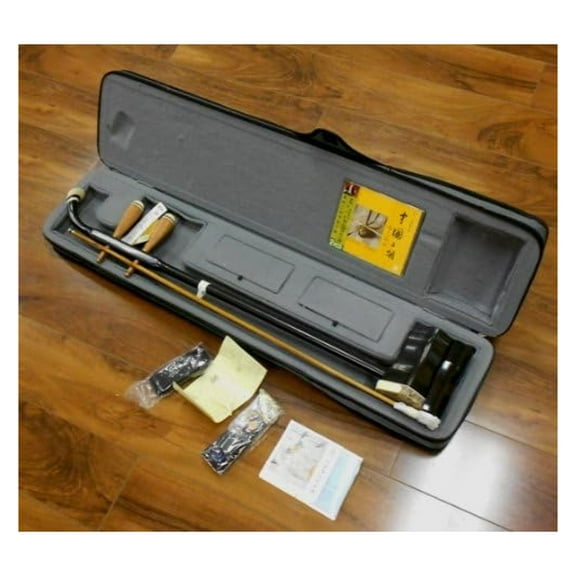 Erhu Chinese Violin Fiddle - 2-String Musical Instrument Set with Bow, Rosin, and Case - Standard Model #1A - USA Shipping Only