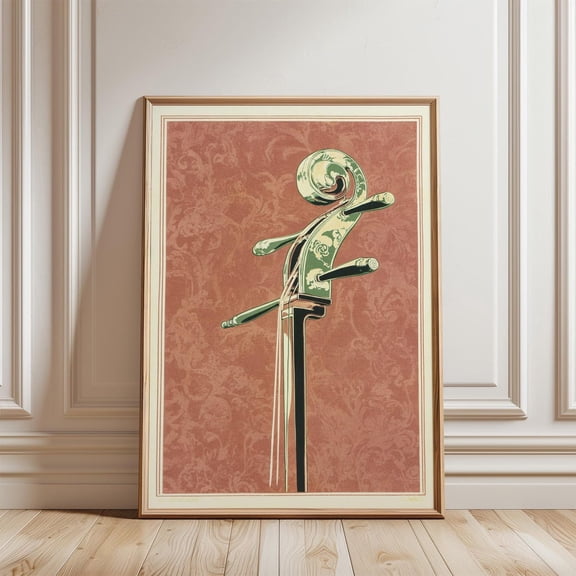 Erhu Scroll Chinese Floral Carved Instrument Music Home Wall Decor Unframed Paper Print