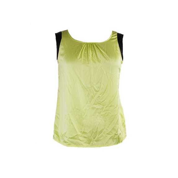 Eric And Lani Womens Yellow Pleather-Trim Sleeveless Top M