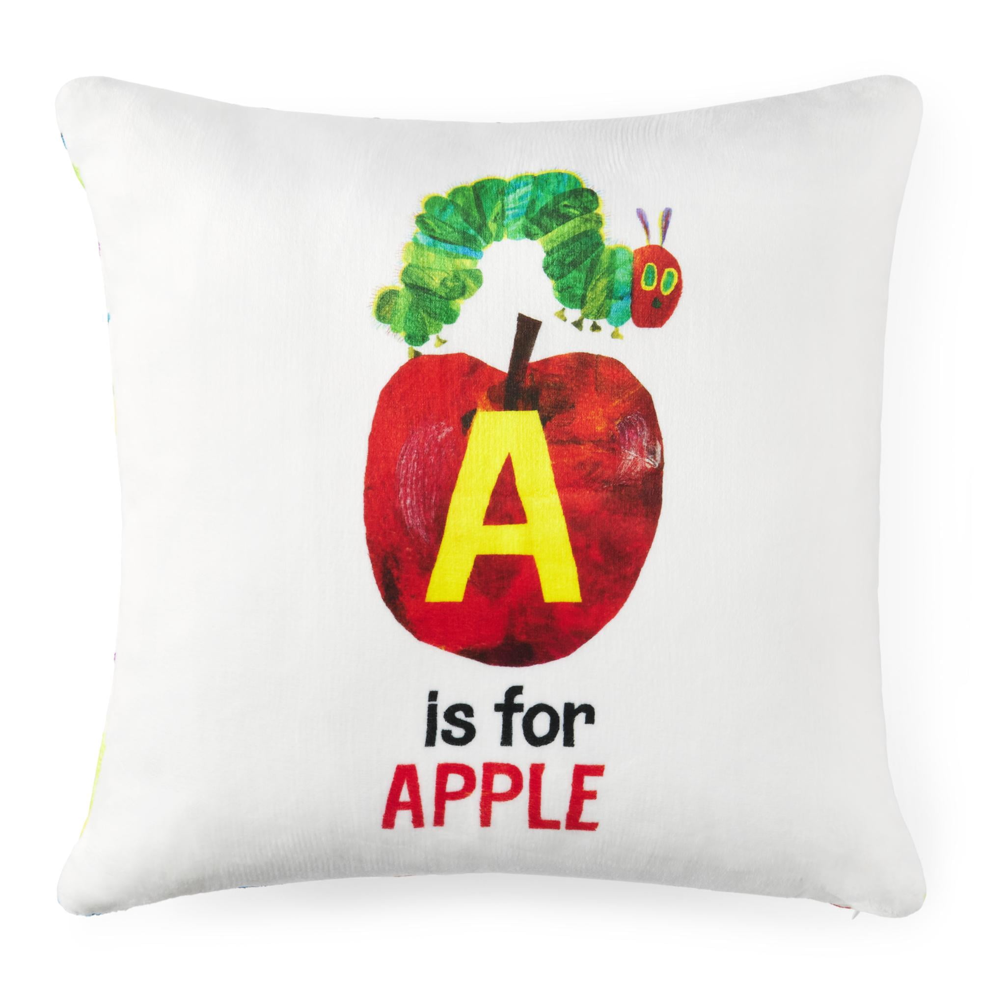 Eric Carle Washable A is for Apple Toddler Pillow, Multicolored, 18"x18"