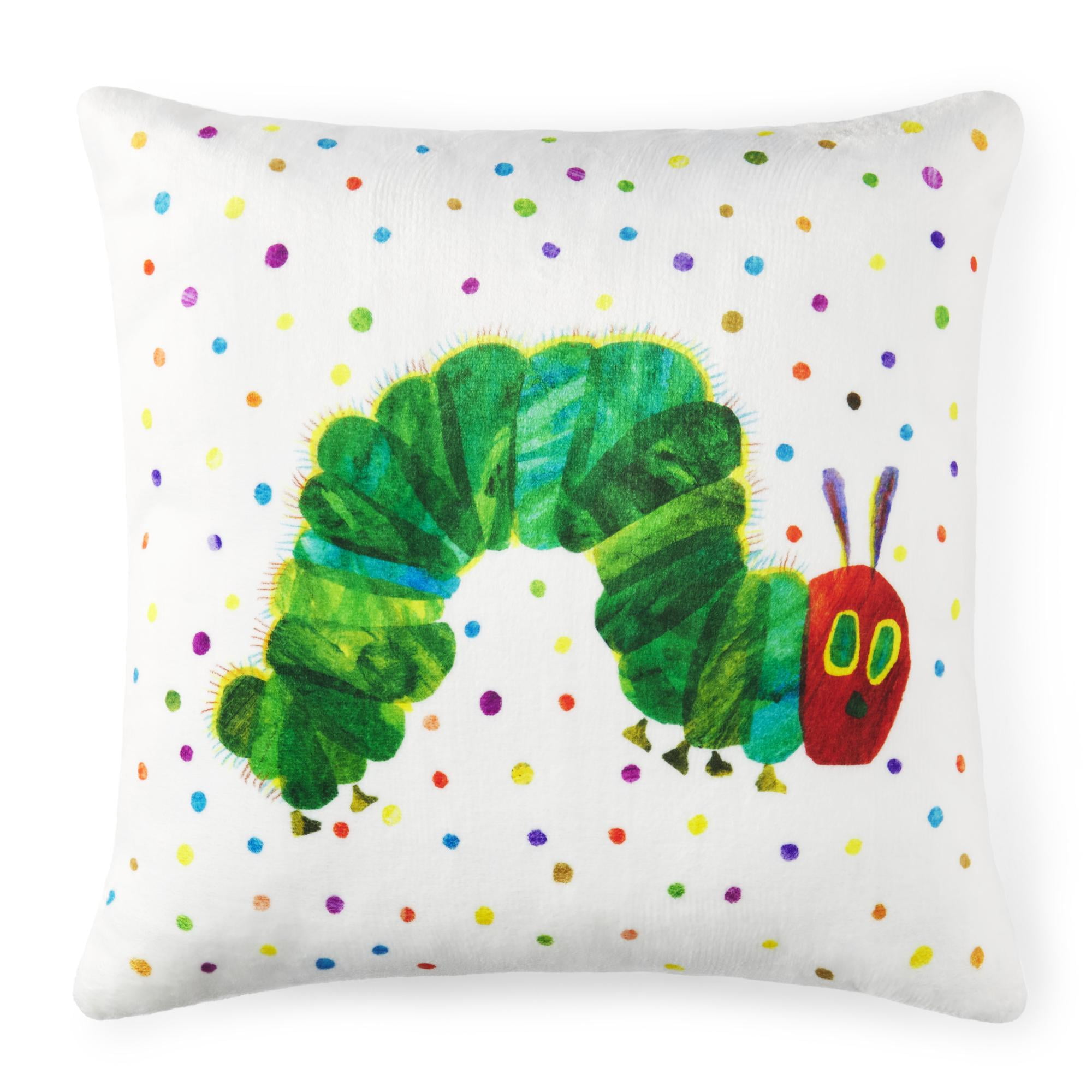 Eric Carle Washable Caterpillar Dots Toddler Pillow, Multicolored, 18"x18"