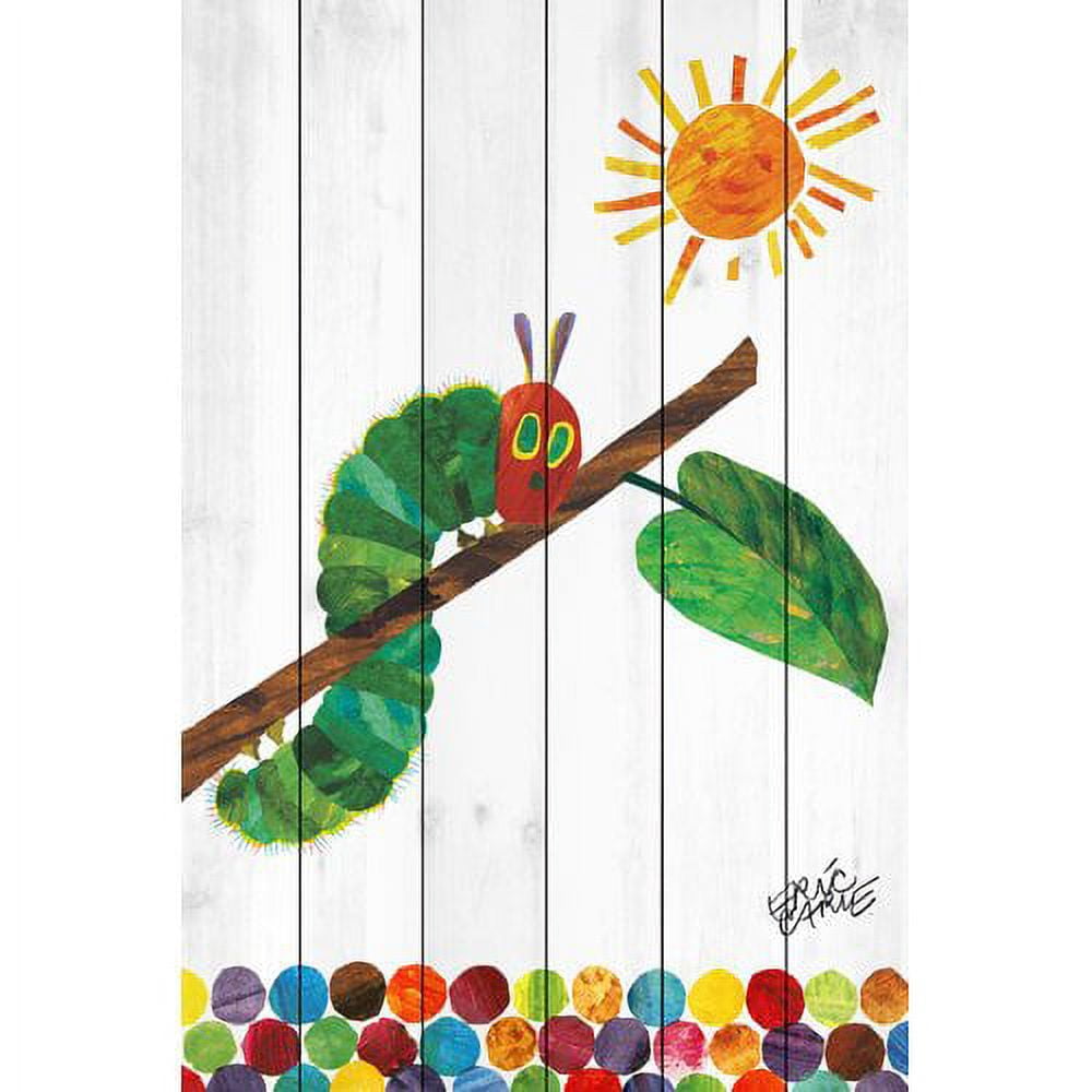 Eric Carle Crawling Caterpillar 2 Art Print on White Pine Wood