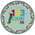 thumbnail image 1 of Eric Carle "The Very Hungry Caterpillar" Elementary 123 Count with Me Kids Machine Washable Area Rug, Blue/White, 35" Round, 1 of 10