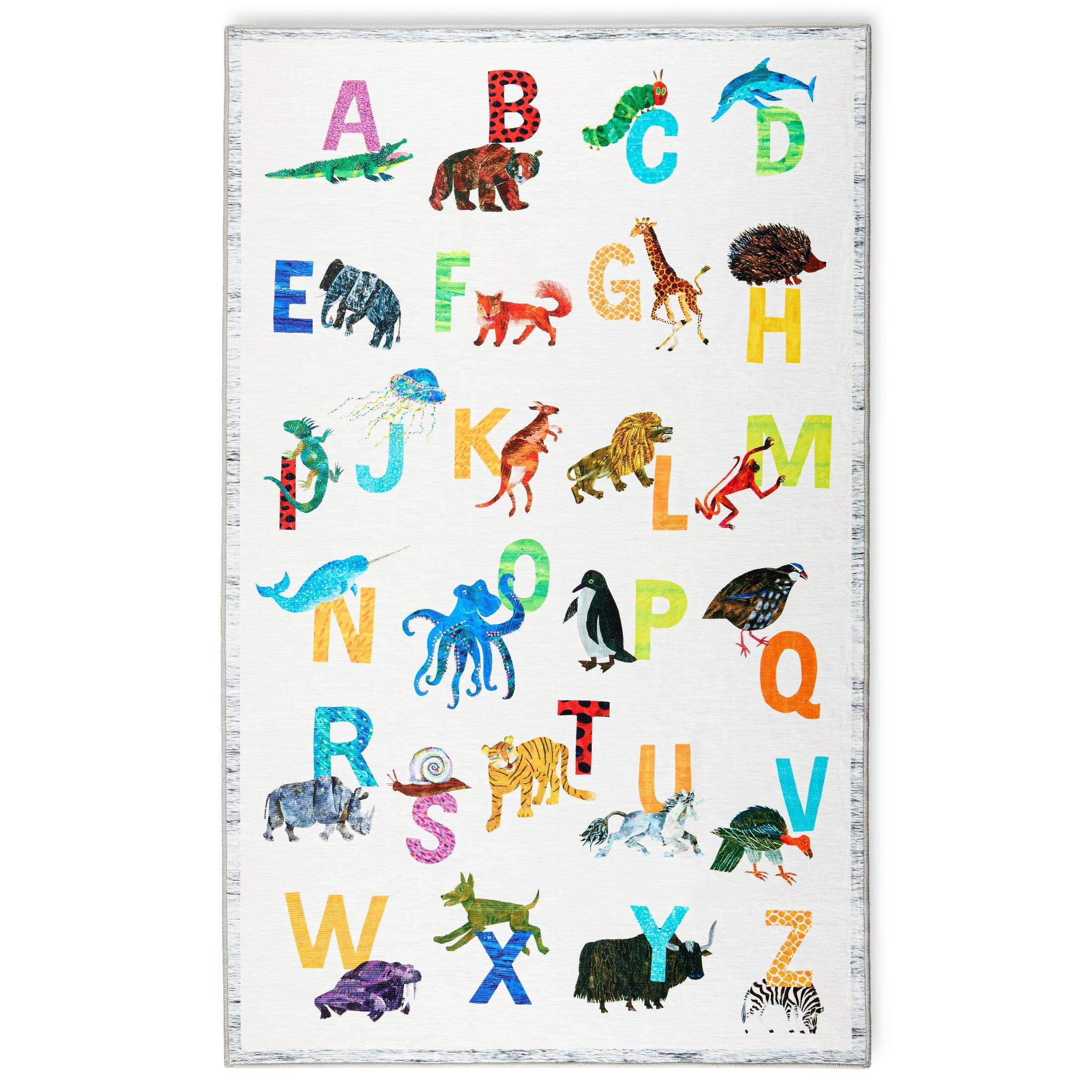 Eric Carle Washable Alphabet Zoo Graphic Children's Area Rug, 4' x 6'