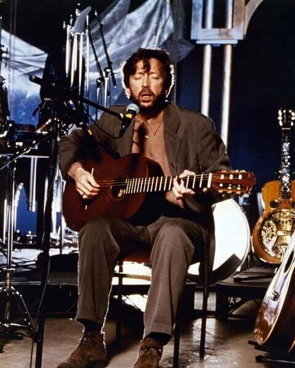 Eric Clapton 1992 seated in chair playing guitar Unplugged 24x36 inch ...