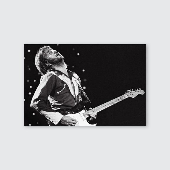 Eric Clapton Rock Music Black and White Wall Hanging Photograph Stage Performance Iconic Guitar Cool Wall Art Poster Size 24''x36'' - Kiloa