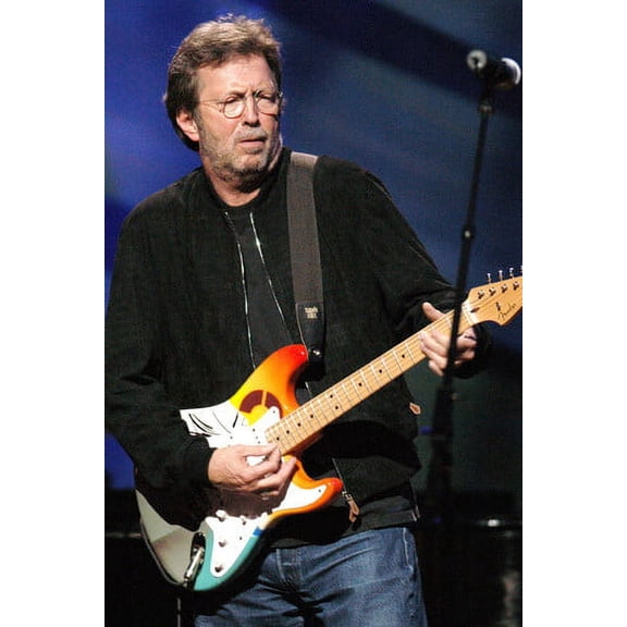 Eric Clapton performing on stage playing Fender guitar 24x36 Poster