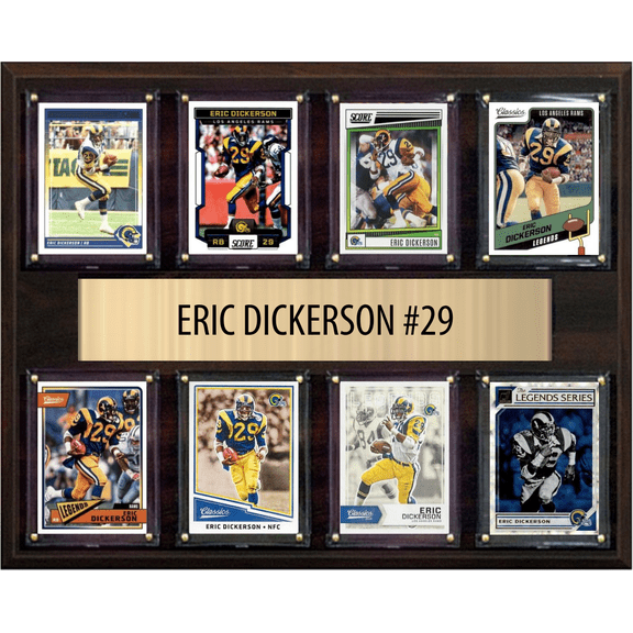 Eric Dickerson Los Angeles Rams Hall of Fame Fan Gift Plaque 12x15 8 Cards Prizm, Donruss, Score 2024 2025 2026