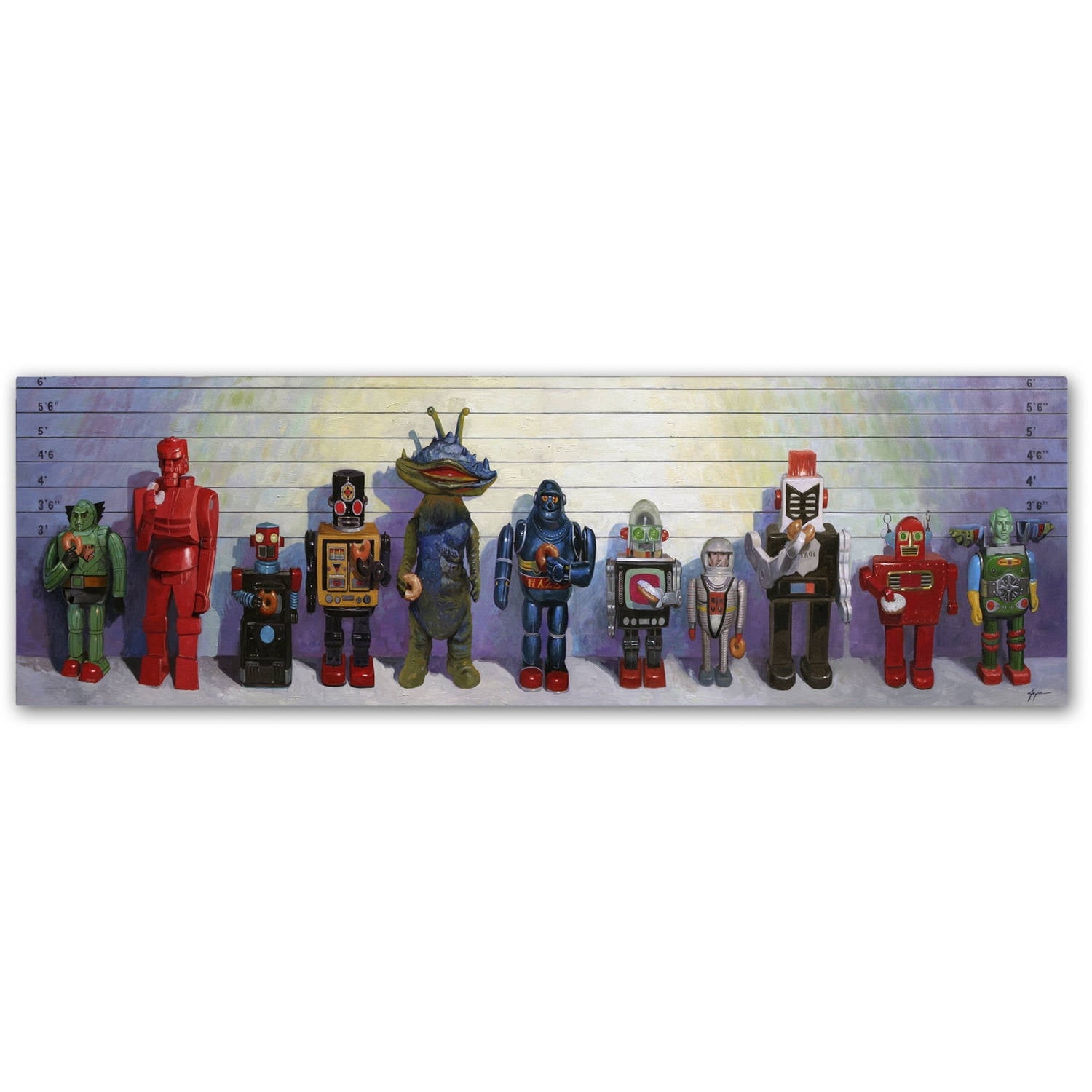 Eric Joyner Robot Line-Up Canvas Art in Multicolor