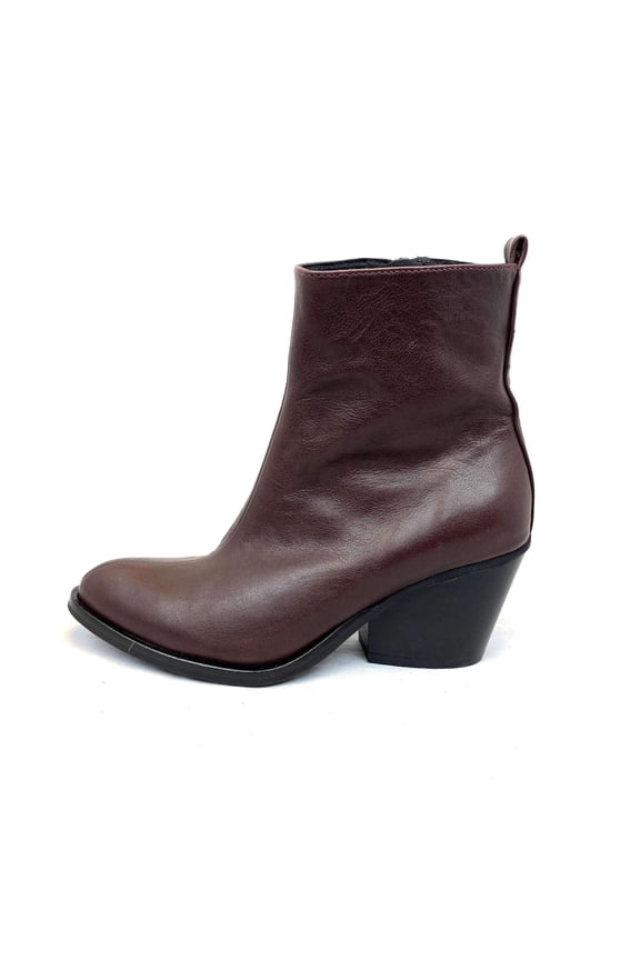 Camie Booties Bordeux Pointed Toe Block Heel Weestern Ankle Boots (bordeux, 6)