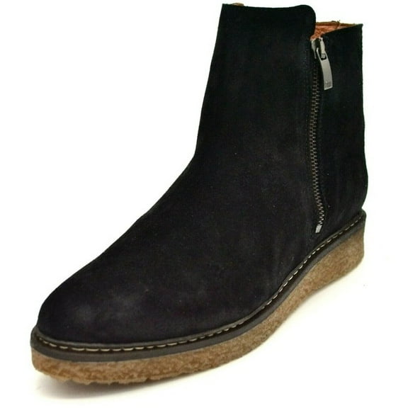 Eric Michael Hampton Boot Black Suede Low Wedge Casual Boot Ankle Booties (Black, 6)