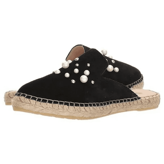 Eric Michael Women Kelly Black Slip On Faux Pearl Mule