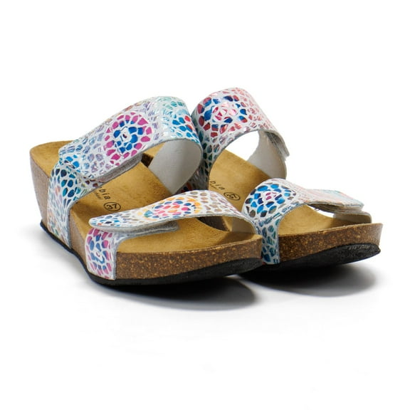 Eric Michael Women's Liat Platform Sandals, White Multi,6 M US