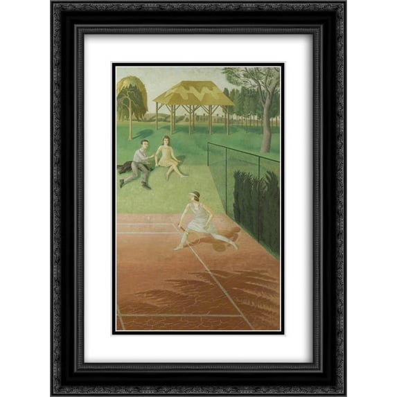Eric Ravilious 2x Matted 18x24 Black Ornate Framed Art Print 'Tennis (triptych, right wing) '
