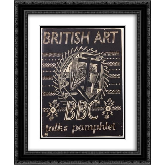 Eric Ravilious 2x Matted 20x24 Black Ornate Framed Art Print 'BBC British art talks pamphlet'