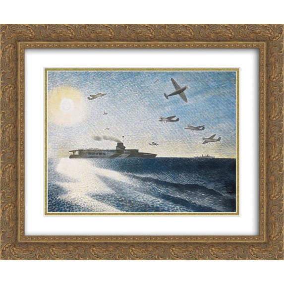 Eric Ravilious 2x Matted 24x20 Gold Ornate Framed Art Print 'HMS Glorious in the Arctic '