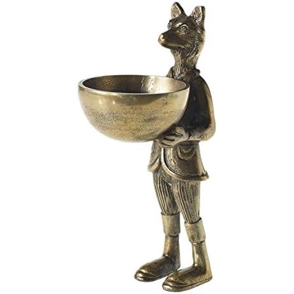 Eric and Eloise Collection 12-inch Brass Figurine with Bowl, Fox$$Home Decor, Kitchen, & Other