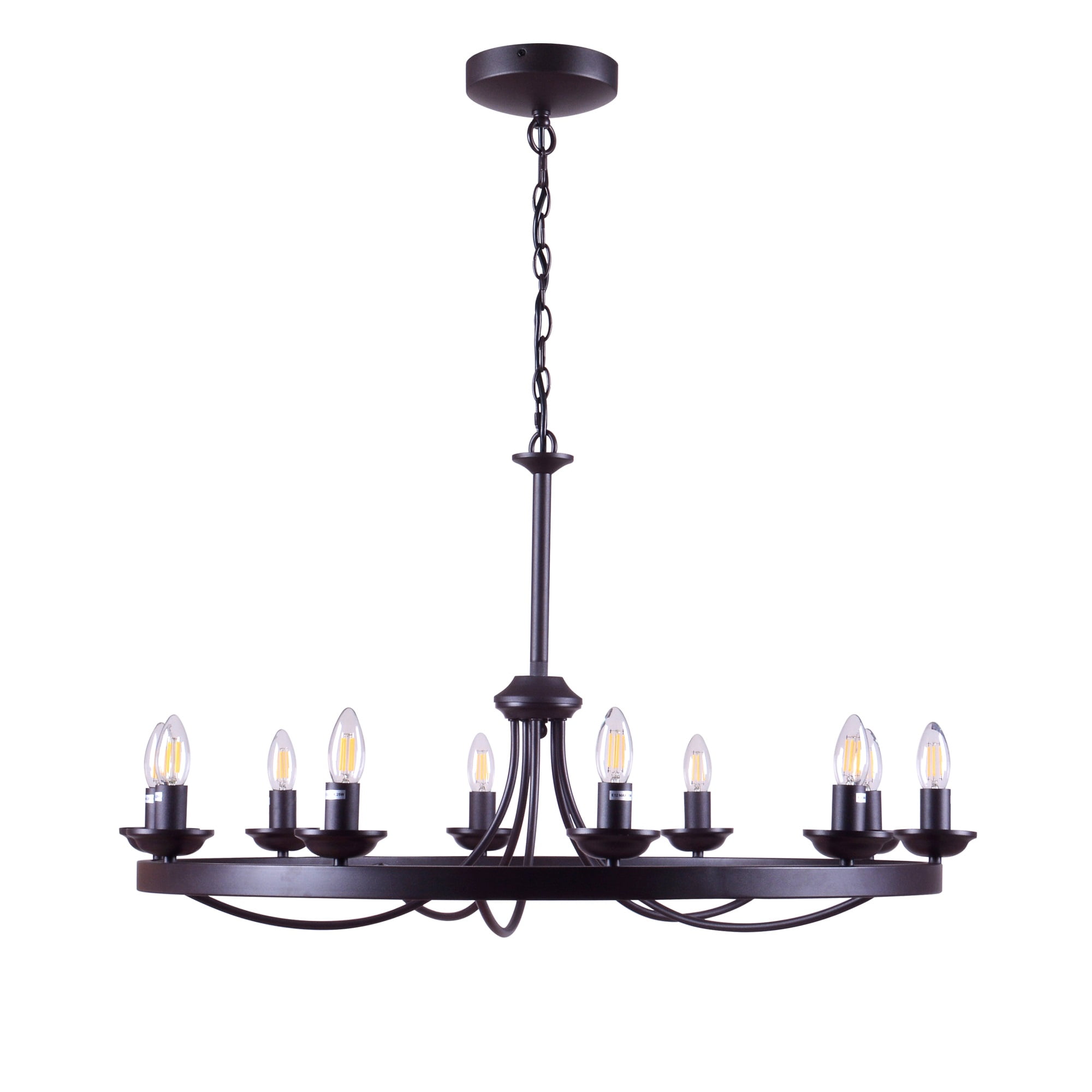 Erica Black 10-Light Candle Style Wagon Wheel Chandelier