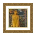 thumbnail image 1 of Erich Erler 12x12 Gold Ornate Wood Frame and Double Matted Museum Art Print Titled - Standing Female Act in the Garden (1900), 1 of 4