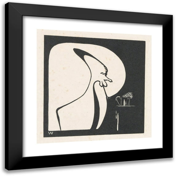 Erich Wichmann 12x12 Black Modern Framed Museum Art Print Titled - Abstracted Figure (1915)